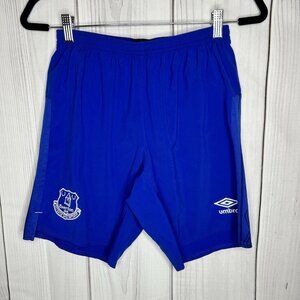 Everton FC Umbro Football Sz S Blue Training Soccer Shorts Lined Embroidered